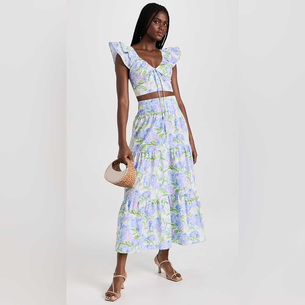 Hill House Home Florence Nap Skirt & Alexa Top Set in Blue Hydrangea, M
